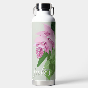 Tropische Medinilla Pink-Blume auf grünem Namen Trinkflasche