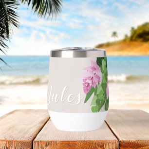 Tropische Medinilla Rosa Blume Beige Name Tumbler