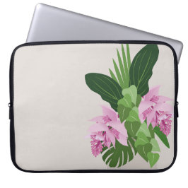 Tropische Medinilla Rosa Blume in Beige Vase Laptopschutzhülle