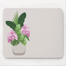 Tropische Medinilla Rosa Blume in Beige Vase Mousepad