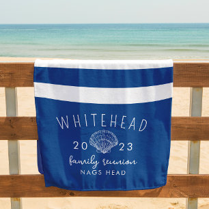 Tropische Meeresmuschel Royalblau Monogramm Strand Strandtuch