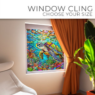 Tropische Meeresschildkröte Gewebte Glaskunst Fensteraufkleber