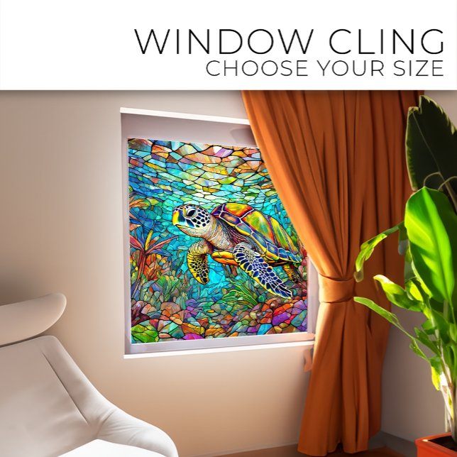 Tropische Meeresschildkröte Gewebte Glaskunst Fensteraufkleber (Von Creator hochgeladen)