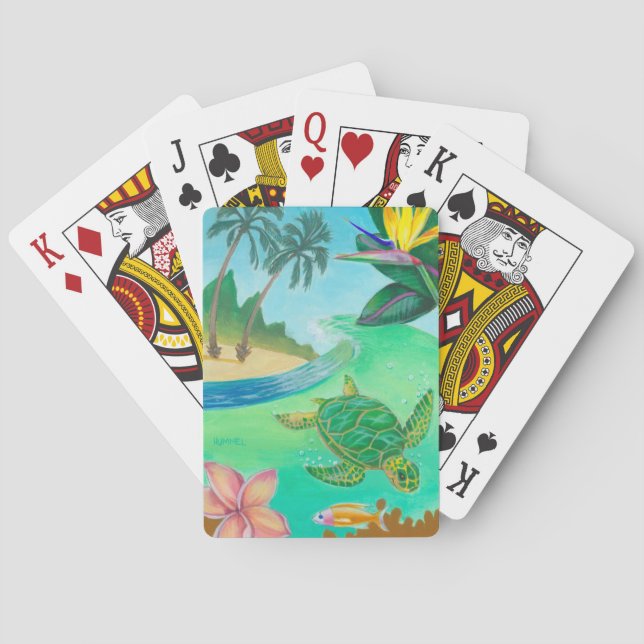 Tropische Meeresschildkröte-Spielkarten Spielkarten (Rückseite)