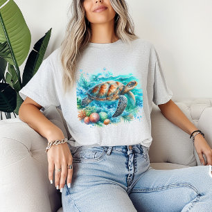Tropische Meeresschildkröte unter dem Meer T-Shirt