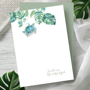 Tropische Meeresschildkröten-Hochzeit Danke-Karten Mitteilungskarte