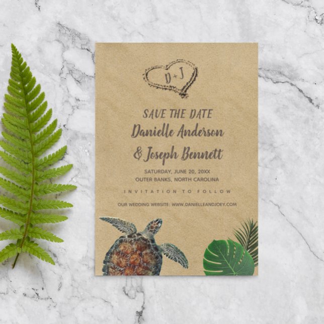 Tropische Meeresschildkröten-Hochzeit rettet das D Save The Date (Von Creator hochgeladen)
