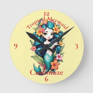 Tropische Meerjungfrau Thunder_Cove Runde Wanduhr