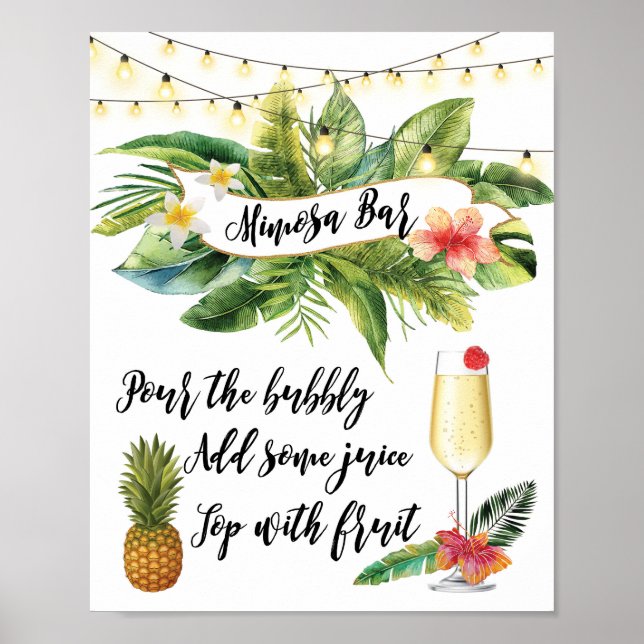 tropische Mimosa Bar Signatur-Lichter Poster (Vorne)