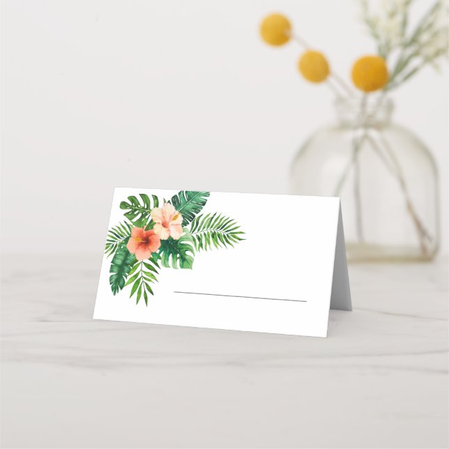 Tropische Minze Grüne Blumenhochzeit Platzkarte (Vorderseite)