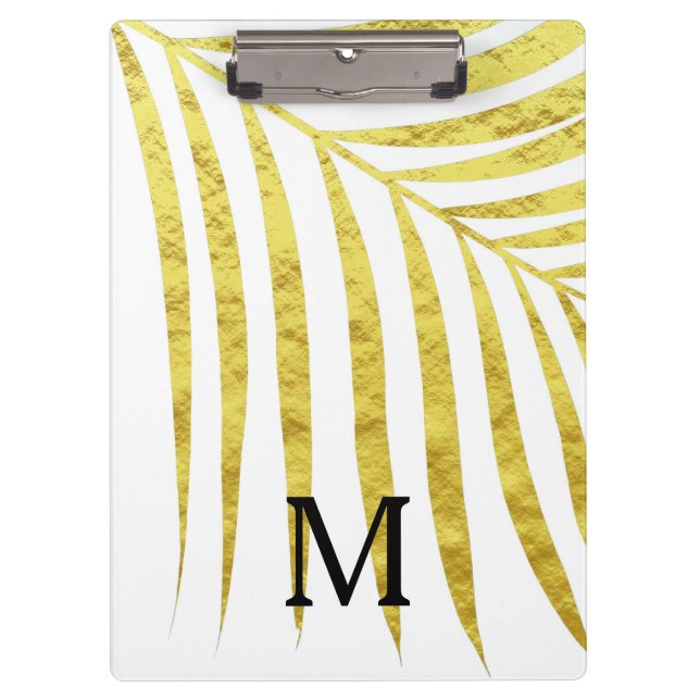 Tropische Mit Monogramm Initialen von Palmblättern Klemmbrett (Vorderseite)