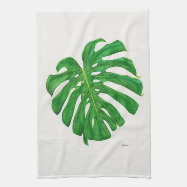 Tropische Monstera Blatt-Geschirrtücher Handtuch (Vertikal)
