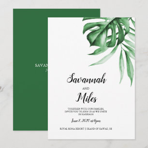 Tropische Monstera-Blatt-Hochzeit Einladung