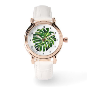 Tropische Monstera-Blatt-Uhr Armbanduhr