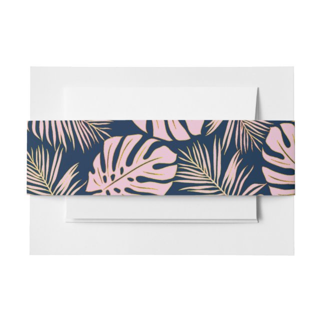 Tropische Monstera, Blätter aus Palmen, Hochzeit d Einladungsbanderole (Vorderseite Beispiel)