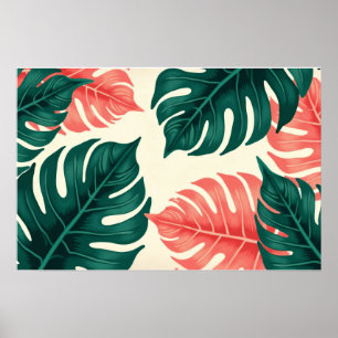 Tropische Monstera-Blätter Botanische Kunst Poster