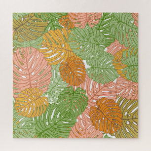 Tropische Monstera-Blätter, farbenfrohe, nahtlose
