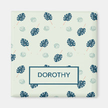 Tropische Monstera-Blätter Monogramm auf blau