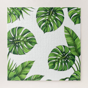 Tropische Monstera-Blätter Nahtloses Muster Grün