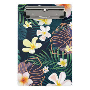 Tropische Monstera-Blätter Plumeria Blume Mini Klemmbrett