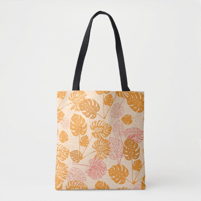 Tropische Monstera-Blätter. Silhouette zeichnend S Tasche (Vorderseite)