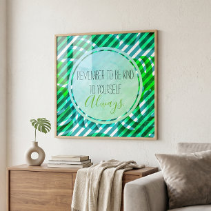 Tropische Monstera-Blätter und Streifen Inspiratio Poster