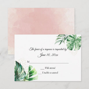 Tropische Monstera Botanicals & Gold Hochzeit RSVP Karte