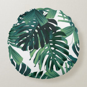 Tropische Monstera-Dschungelblätter 1 Rundes Kissen