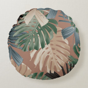 Tropische Monstera-Dschungelblätter 2 Rundes Kissen