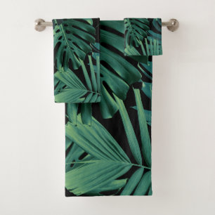 Tropische Monstera-Dschungelnachtblätter 1 Badhandtuch Set
