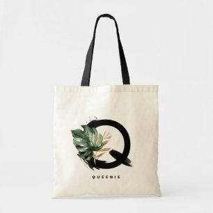 Tropische Monstera Letter Q Monogramm Brautjungfer Tragetasche