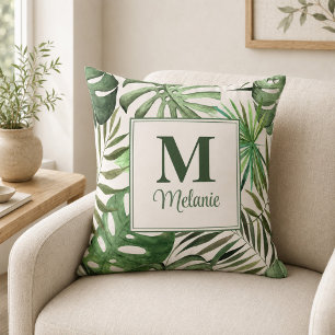 Tropische Monstera mit individuellem Namen und Ini Kissen