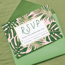 Tropische Monstera, Palmen Blätter Rosa Hochzeit R