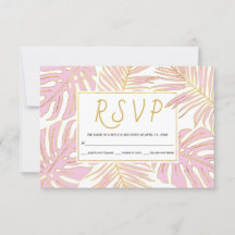 Tropische Monstera, Palmen Blätter Rosa Hochzeit R