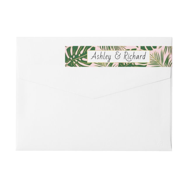 Tropische Monstera und Blätter aus Palmen Rosa Hoc (Rückseite)