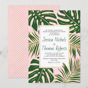Tropische Monstera und Blätter aus Palmen Rosa Hoc Einladung