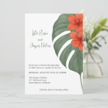 Tropische Monstera- und Hibiskus-Hochzeit