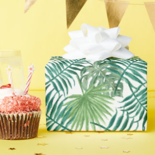Tropische Monstera und Palmblätter Geschenkpapier
