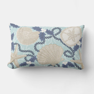 Tropische Muscheln an der Weihnachtsküste - Blau Kissen Für Draußen