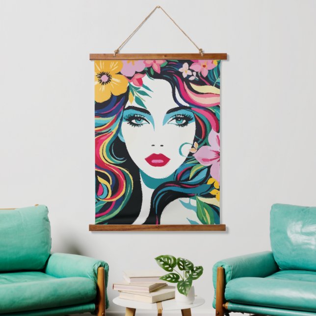 Tropische Muse Wandteppich Mit Holzrahmen (Wohnzimmer)