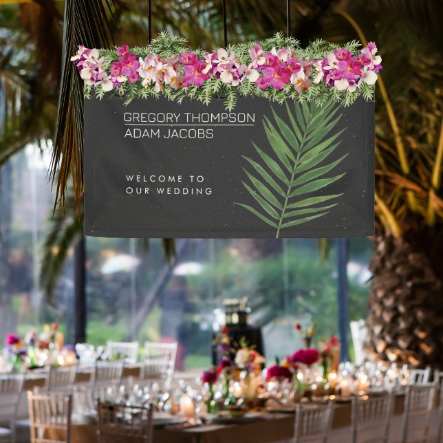 Tropische Nacht Moderne Minimalistische Hochzeit W Banner (Von Creator hochgeladen)