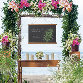 Tropische Nacht Moderne Minimalistische Hochzeit W Wandteppich Mit Holzrahmen