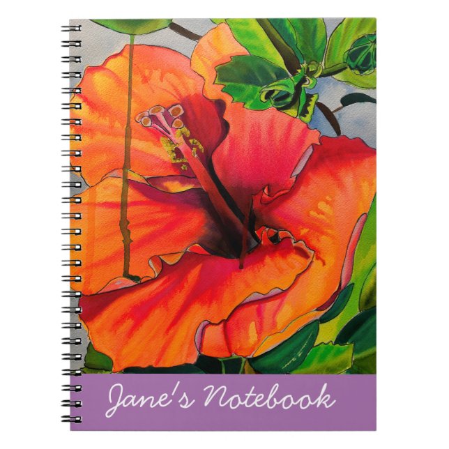 Tropische Neon Hibiskus Blume Notizblock (Vorderseite)