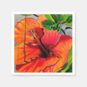Tropische Neon Hibiskus Blume Serviette