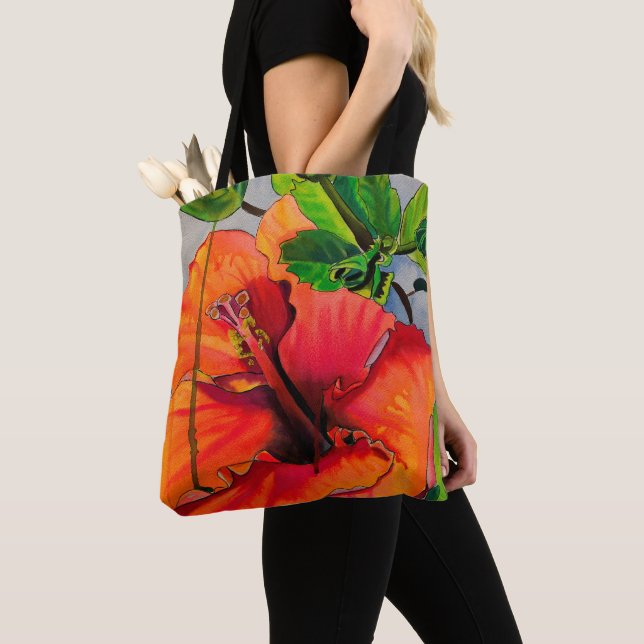 Tropische Neon Hibiskus Blume Tasche (Von Nahem)