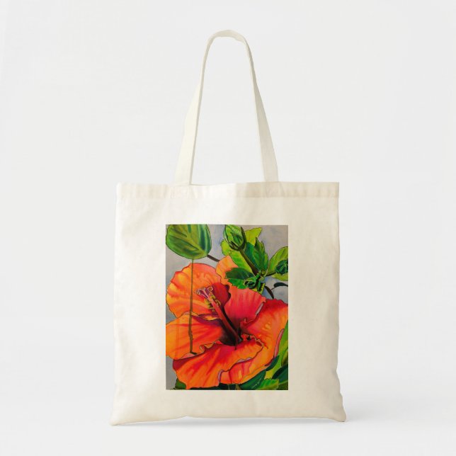 Tropische Neon Hibiskus Blume Tragetasche (Vorne)