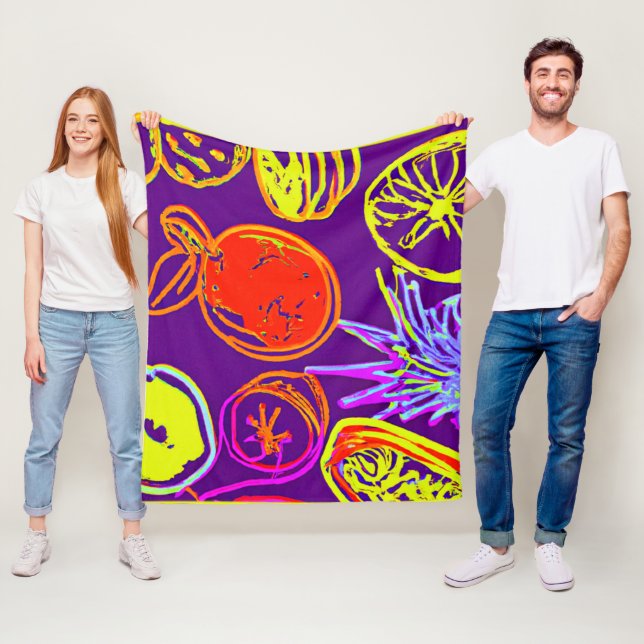 Tropische Neonfruchtmuster Fleecedecke (Beispiel)