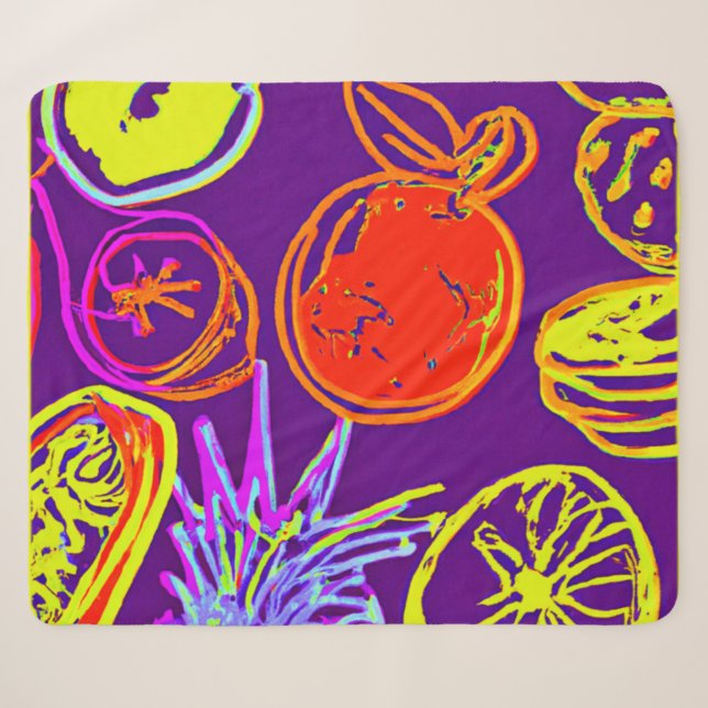 Tropische Neonfruchtmuster Sherpadecke (Vorderseite (Horizontal))