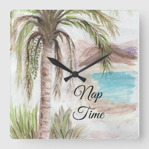 Tropische "Nickerchen Time" Quadratische Wanduhr