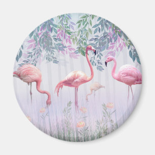Tropische Niedliche Familie rosa Flamingos Magnet